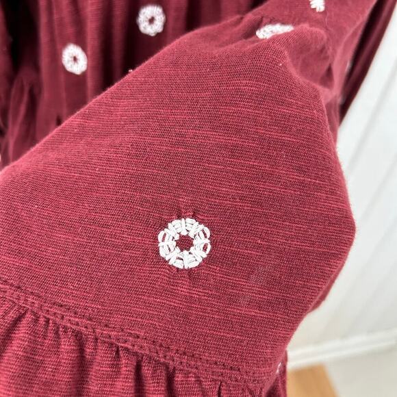 Free People Women Edie Top Size XS Short Sleeve Embroidered Floral Boho Flowy - Picture 4 of 10